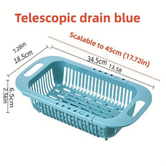 Extendable Over the Sink Colander Adjustable Strainer Sink Washing Basket