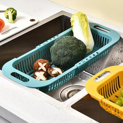Extendable Over the Sink Colander Adjustable Strainer Sink Washing Basket