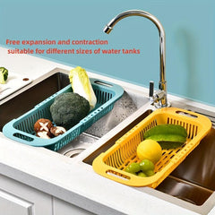 Extendable Over the Sink Colander Adjustable Strainer Sink Washing Basket