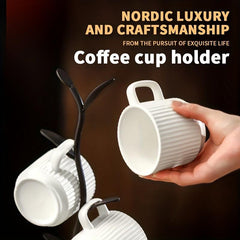 Bronze Mug Rack with 4 Hooks Coffee Cup Holder Countertop Coffee Bar Accessories