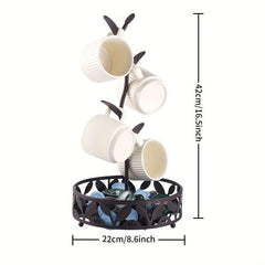 Bronze Mug Rack with 4 Hooks Coffee Cup Holder Countertop Coffee Bar Accessories