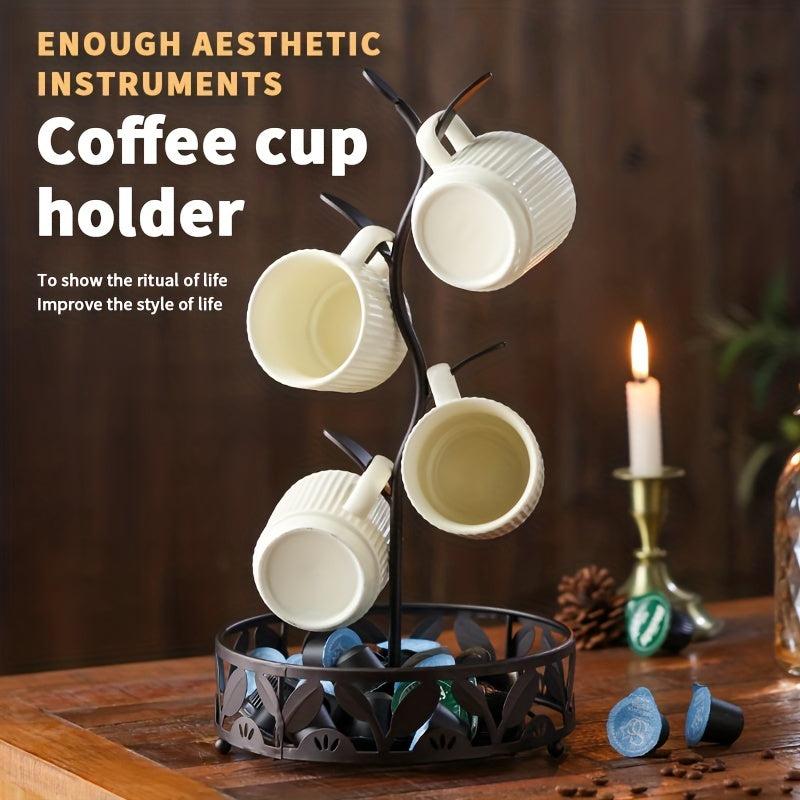 Bronze Mug Rack with 4 Hooks Coffee Cup Holder Countertop Coffee Bar Accessories