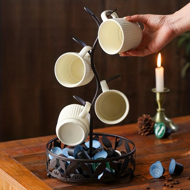 Bronze Mug Rack with 4 Hooks Coffee Cup Holder Countertop Coffee Bar Accessories