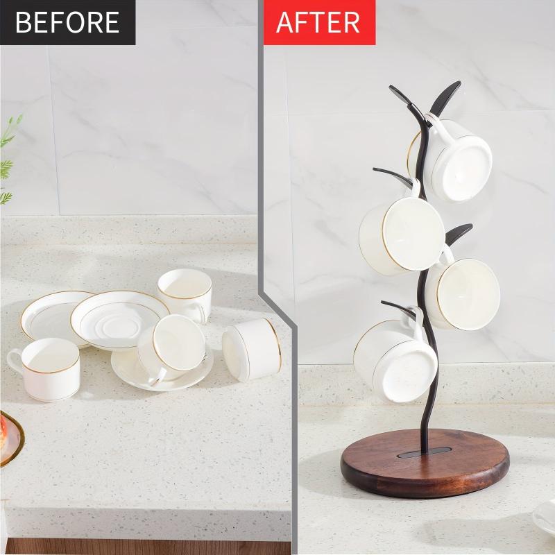 16 inch Wooden Countertop Mug Holder for Coffee and Tea