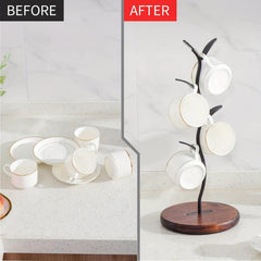 16 inch Wooden Countertop Mug Holder for Coffee and Tea
