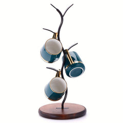 16 inch Wooden Countertop Mug Holder for Coffee and Tea