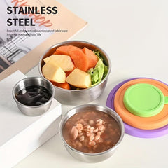3pcs Stainless Steel Food Container With Lid Reusable Snack Container