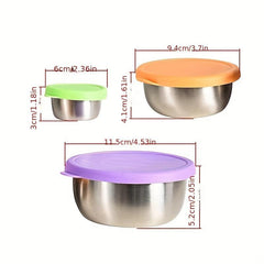 3pcs Stainless Steel Food Container With Lid Reusable Snack Container