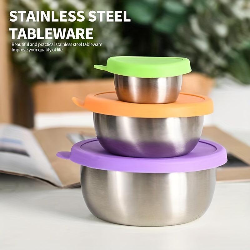 3pcs Stainless Steel Food Container With Lid Reusable Snack Container
