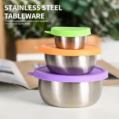 3pcs Stainless Steel Food Container With Lid Reusable Snack Container