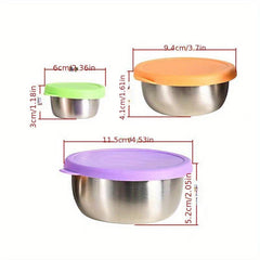 3pcs Stainless Steel Food Container With Lid Reusable Snack Container