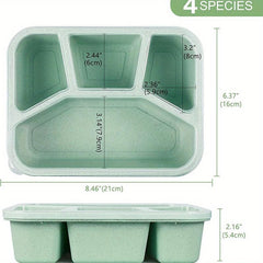 Wheat Straw Lunch Box Rectangle Divided Microwave Bento Box