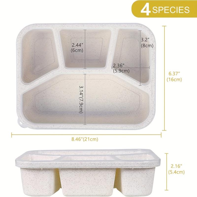 Wheat Straw Lunch Box Rectangle Divided Microwave Bento Box