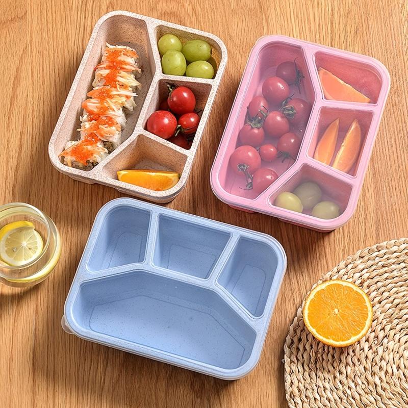 Wheat Straw Lunch Box Rectangle Divided Microwave Bento Box