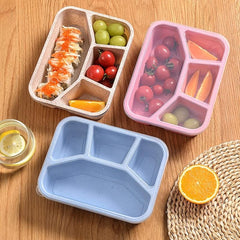 Wheat Straw Lunch Box Rectangle Divided Microwave Bento Box