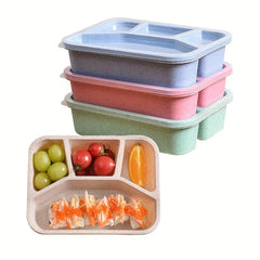 Wheat Straw Lunch Box Rectangle Divided Microwave Bento Box
