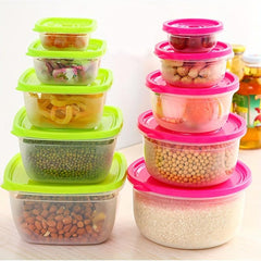 7pcs Rainbow Food Freshkeeping Boxes Sealed Containers Microwave Refrige