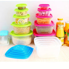 7pcs Rainbow Food Freshkeeping Boxes Sealed Containers Microwave Refrige