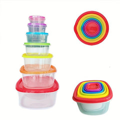 7pcs Rainbow Food Freshkeeping Boxes Sealed Containers Microwave Refrige