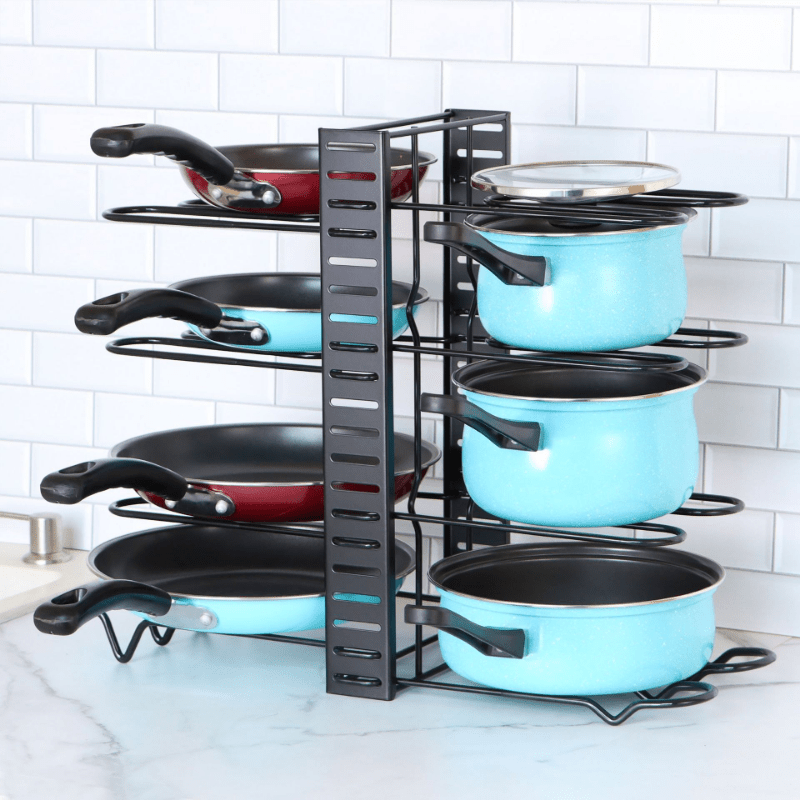Adjustable Pot Lid Rack for Iron Pots and Lids