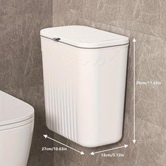 1pc Kitchen Trash Can with Lid and Hook