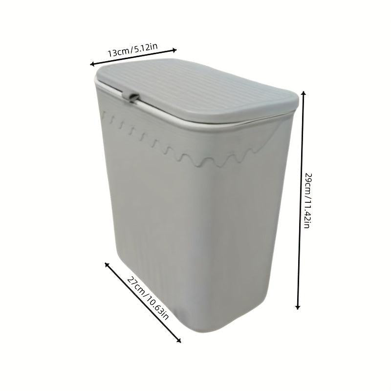 1pc Kitchen Trash Can with Lid and Hook