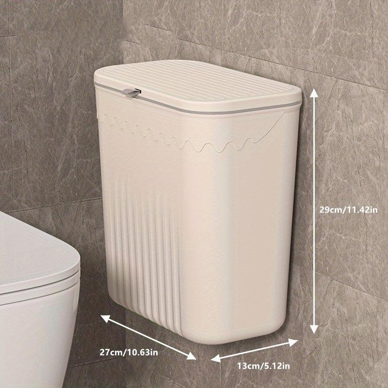 1pc Kitchen Trash Can with Lid and Hook