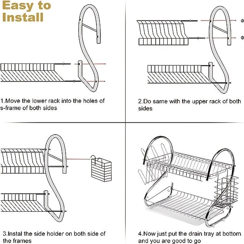 Foldable Dish Storage And Draining Rack Multifunctional Household Large Capacity