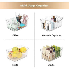 1pc Transparent Storage Box With Handle Refrigerator Organizer Bin