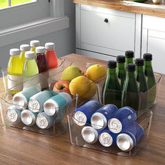 1pc Transparent Storage Box With Handle Refrigerator Organizer Bin