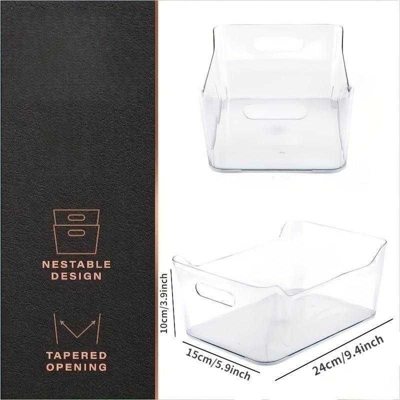 1pc Transparent Storage Box With Handle Refrigerator Organizer Bin