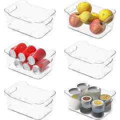 1pc Transparent Storage Box With Handle Refrigerator Organizer Bin