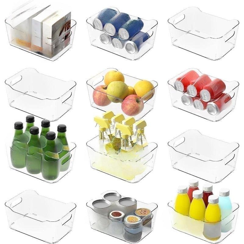 1pc Transparent Storage Box With Handle Refrigerator Organizer Bin
