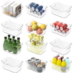 1pc Transparent Storage Box With Handle Refrigerator Organizer Bin