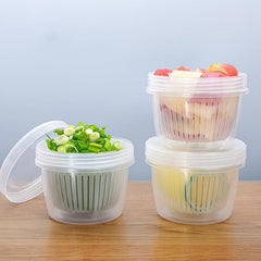 3pcs Refrigerator Fresh keeping Drain Box Double layer Onion Ginger Garlic Organ