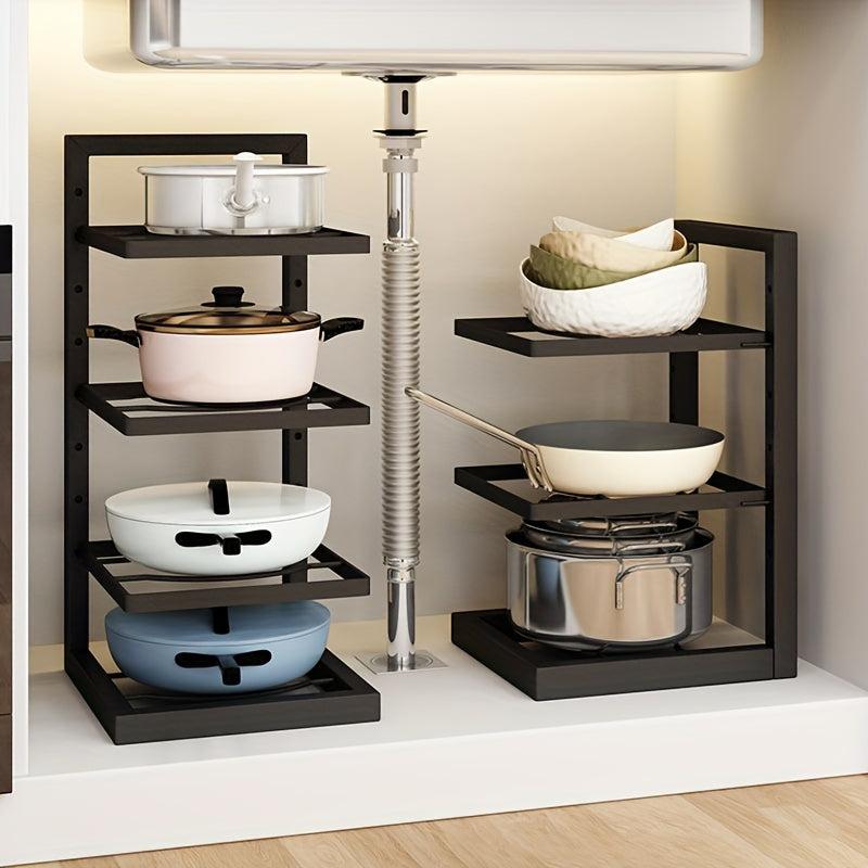 Adjustable Pot and Pan Organizer Rack for Cabinet and Sink
