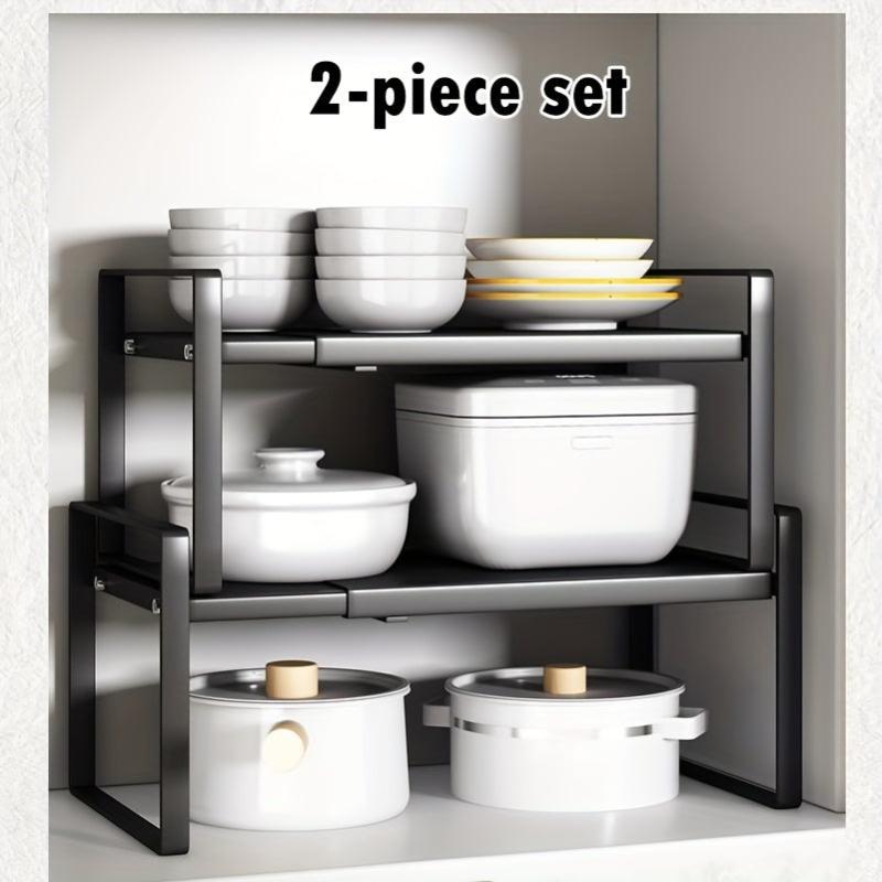 Extendable Kitchen Storage Rack for Countertops Cabinet Shelves