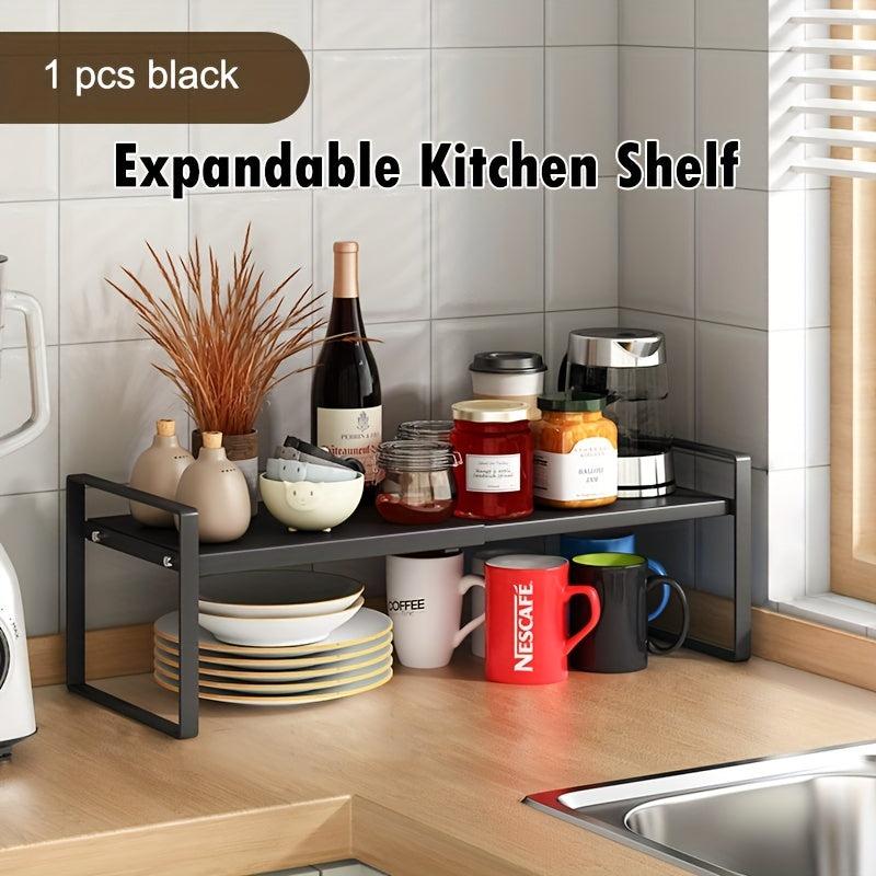 Extendable Kitchen Storage Rack for Countertops Cabinet Shelves