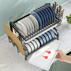 Foldable Dish Rack Large Capacity Tableware Water Filter Bowl Holder