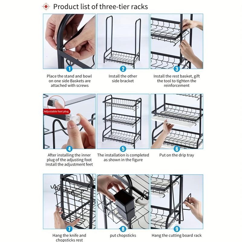 Foldable Dish Rack Large Capacity Tableware Water Filter Bowl Holder