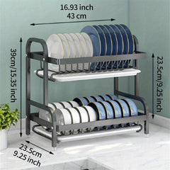 Foldable Dish Rack Large Capacity Tableware Water Filter Bowl Holder