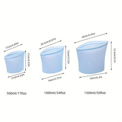 3pcs Reusable Silicone Food Bags Leak-Proof Fresh Containers BPA-Free