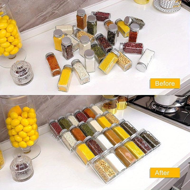 3pcs Adjustable Overlapping Ladder Acrylic Condiment Jar Storage Rack