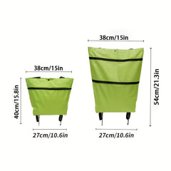 2In1 Foldable Shopping Cart Two Stage Zipper Grocery Cart With Wheels