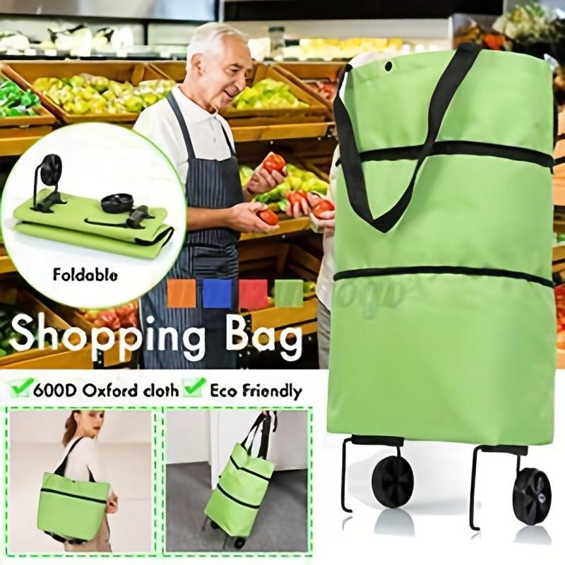 2In1 Foldable Shopping Cart Two Stage Zipper Grocery Cart With Wheels