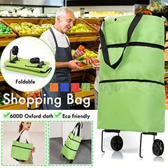 2In1 Foldable Shopping Cart Two Stage Zipper Grocery Cart With Wheels