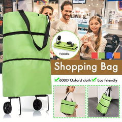 2In1 Foldable Shopping Cart Two Stage Zipper Grocery Cart With Wheels