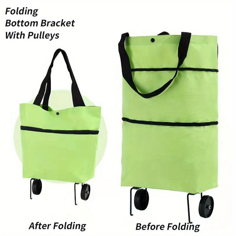 2In1 Foldable Shopping Cart Two Stage Zipper Grocery Cart With Wheels