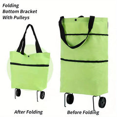 2In1 Foldable Shopping Cart Two Stage Zipper Grocery Cart With Wheels