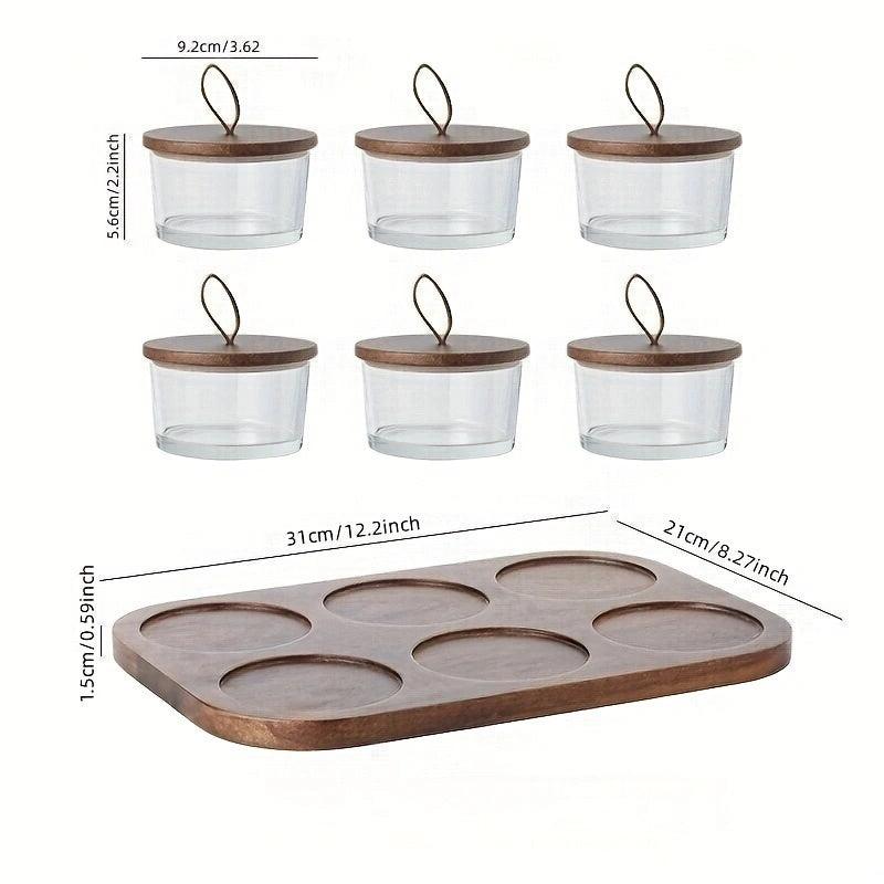 Nut Jar Dried Fruit Plate Snack Plate With Wooden Tray